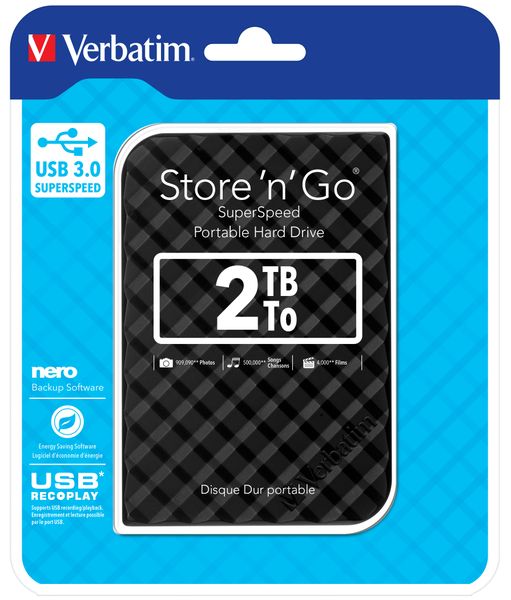 Verbatim 2TB Portable Hard Drive 2.5" USB 3.0 - Black