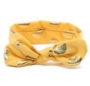 Cotton Top Knot Metallic Polka Dot Headband for Baby Girls - Yellow