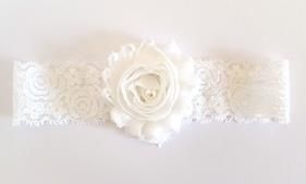 Shabby Chic Flower On Lace Headband for Baby Girls - White