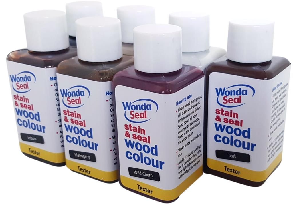 WondaSeal Wood Stain & Seal Value Pack x 7 Colour Testers, x 2 sponge