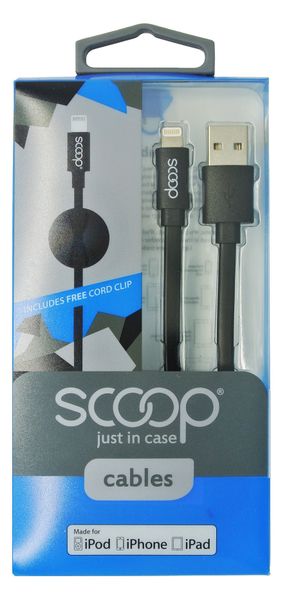 Scoop Charge Sync Cable For Iphone5 &amp; Ipad4 &amp; Mini (MFI Lightning Cable) - Black