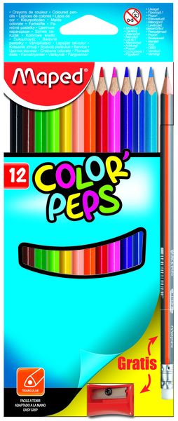 Maped Star Triangular Colour Pencils 12's +Graphite Pencil +1Sharpener