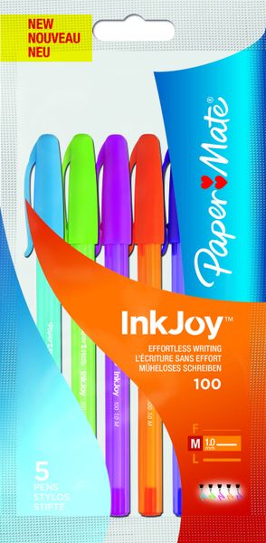 Paper Mate Inkjoy 100 Capped Ballpoint Pens - Fun Assorted (Pack of 5)