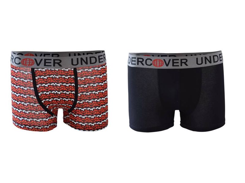 Undeez Online Undercover Knit Boxers 2 Pack - Fire &amp; Black