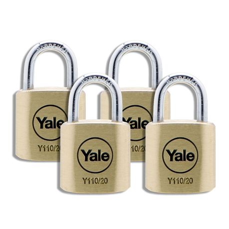 4 PACK YALE SECURITY PADLOCKS SOLID BRASS KEYED ALIKE 20mm/40mm HIGH QUALITY 