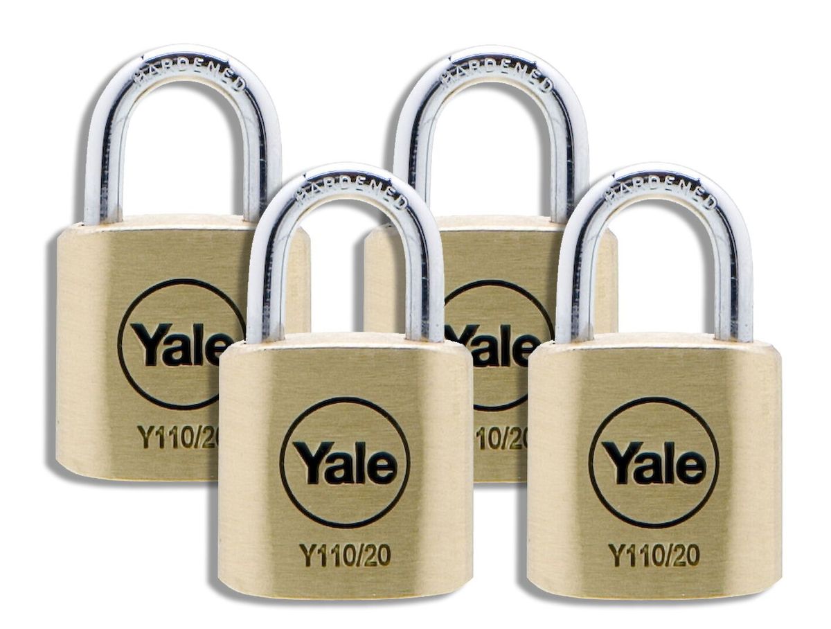 Yale 20mm Brass Padlock 4 Pack Keyed Alike Buy Online in South