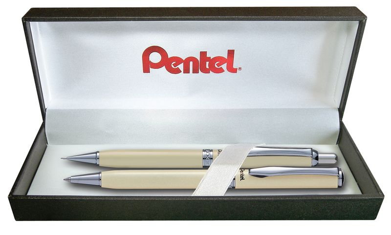 Pentel BA811 Sterling Ballpoint Pen &amp; Pencil Gift Set - White Barrel
