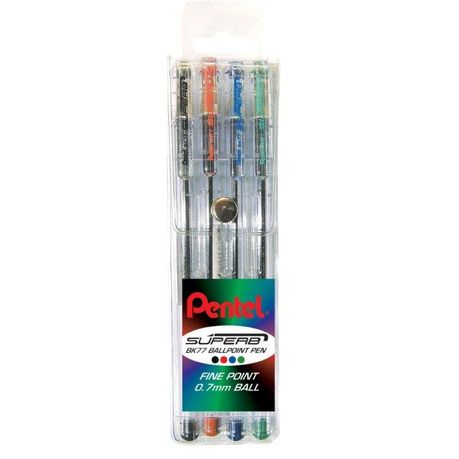 Pentel Superb 0.7mm Ballpoint Pens - Wallet of 4 Image