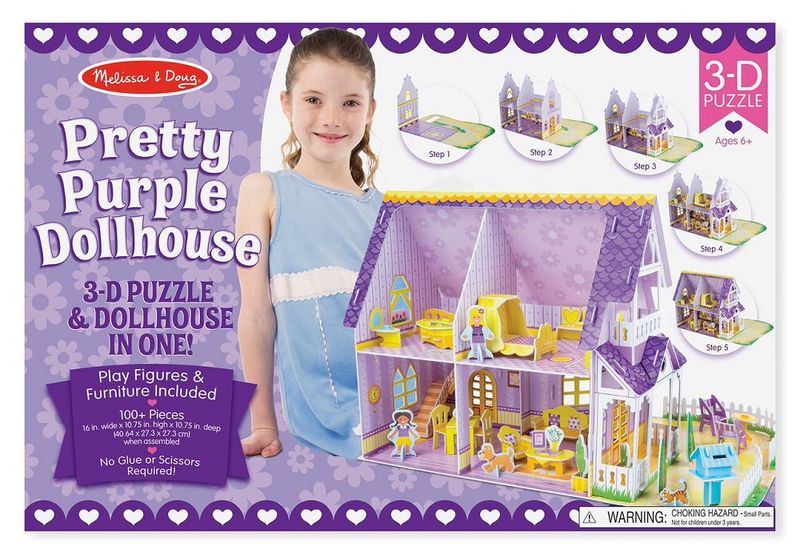Melissa &amp; Doug Pretty Purple Dollhouse 3D Puzzle