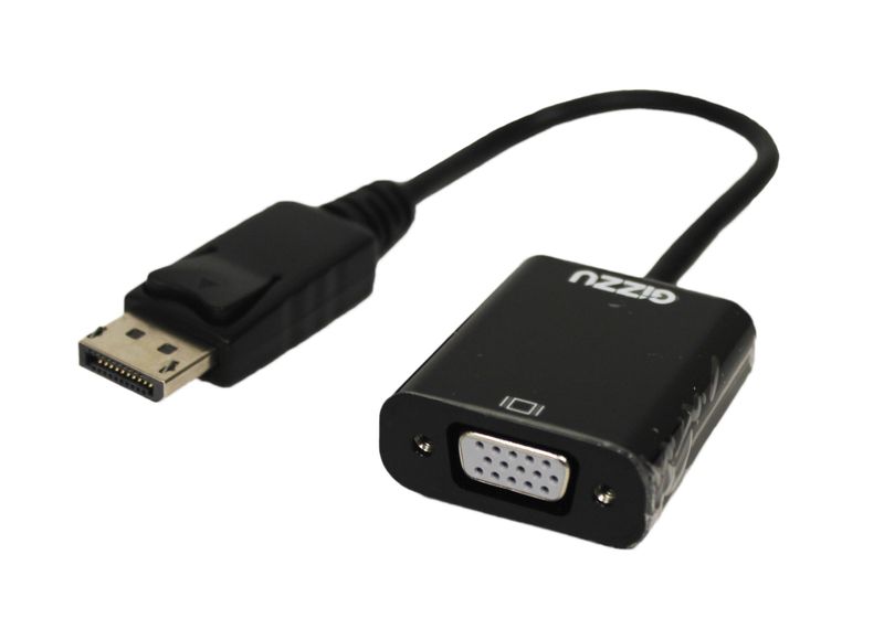 Gizzu Display Port To VGA Adapter - Black