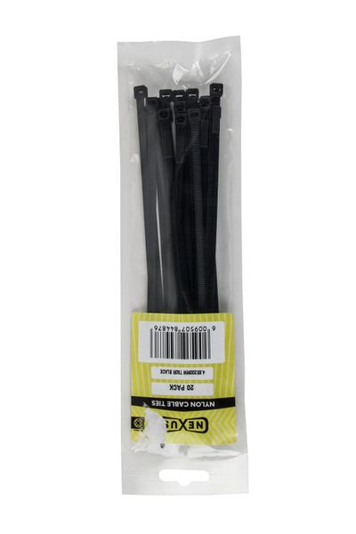 Nexus - Cable Tie 4.8 x 200mm T50R Black - 20 Piece