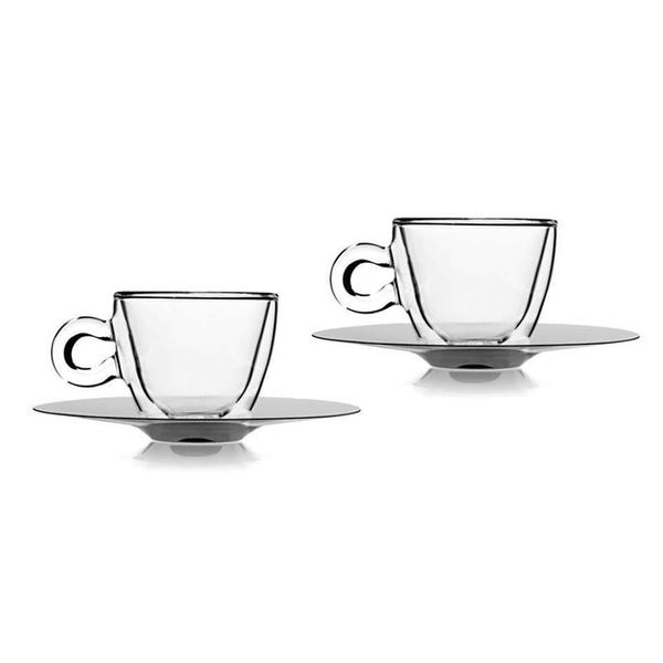 Luigi Bormioli - 65ml Thermic Espresso Glass Cup With Saucer - Set of 2