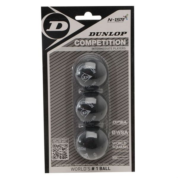 Dunlop Competition Squash Balls 3 Ball Pack
