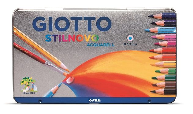 Giotto Stilnovo Aquarelle Pencils - 12 Colours in Metal Case