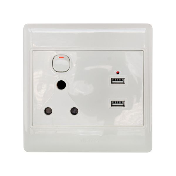 LinkQnet USB Wall Socket with 3 Prongs