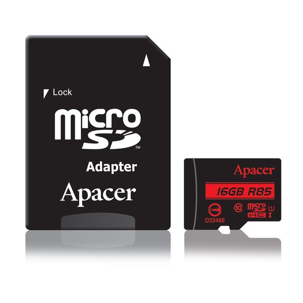 Apacer 16GB MicroSDHC UHS-I (U1) Card with Adaptor - Class 10 (R85 MB/S)