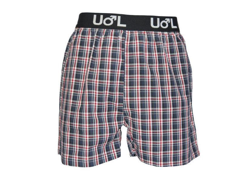 Undeez Red &amp; Blue Laid On Elastic Woven Boxers