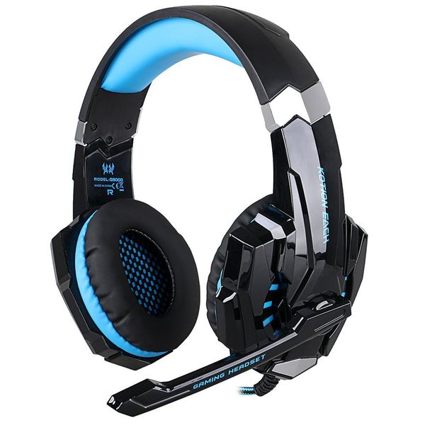 Kotion G9000 Gaming Headphones with Mic &amp; Splitter Cable - Blue