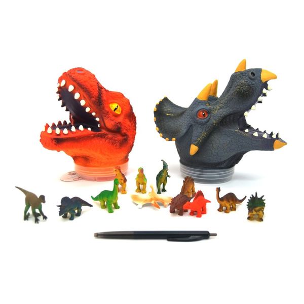 12 Small Dinosaurs In Dinosaur Head Carry Case