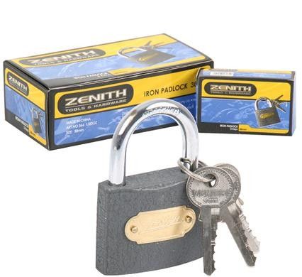 Padlock Zenith Iron 38mm Boxed - 3 Pack
