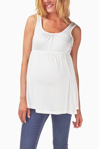 Absolute Maternity Styled Tank Top - White
