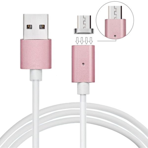 Tuff-Luv Magnetic 8 Pin Lightning and Micro USB Data Charging Cable for SmartPhones - Rose Gold