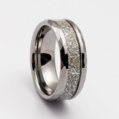 Yeoman Men's Faux Gibeon Meteorite Inlay Tungsten Ring