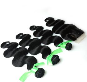 Brazilian Body Wave Virgin Hair Weave Extensions With 4x4 Lace