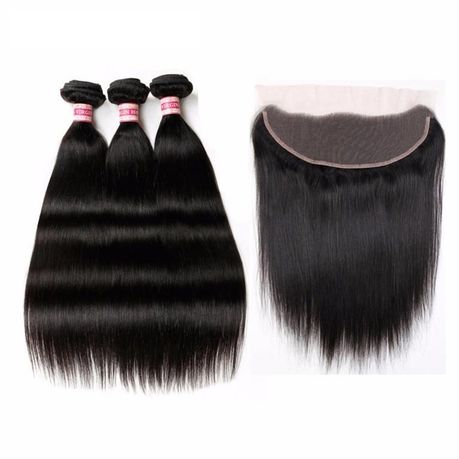 Straight Brazilian Hair Virgin Hair Weave Extensions with 13x4 Lace Frontal  Closure With Bundles 7A Grade - (20inch x3 + 16 inch Closure) | Buy Online  in South Africa 