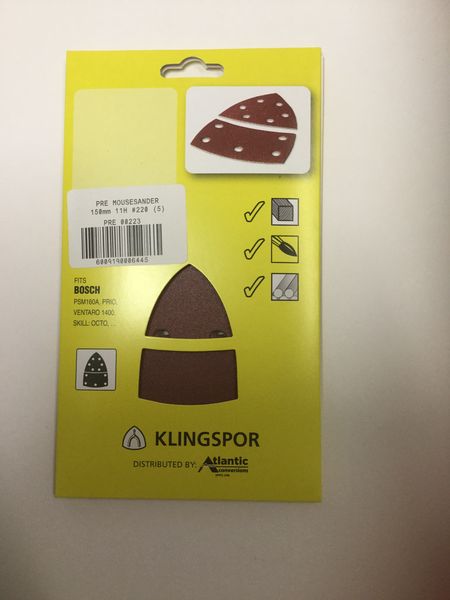 Klingspor - 15cm 11 Hole 180 Grit Mouse Sanding Pad - 5 Pack