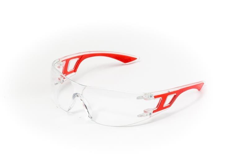 Atlantic Conversions - Safety Glasses Sporty Cool Red Frame Spectacle Clear Lenses