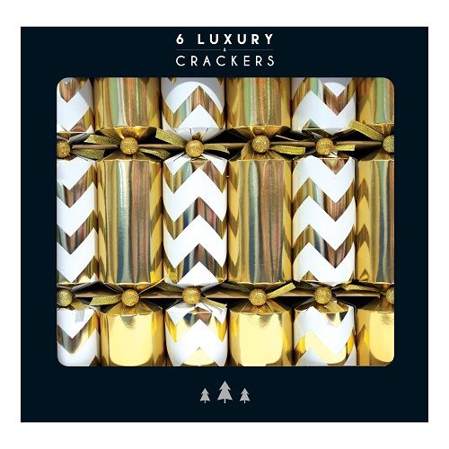 Glenart 6 Luxury Crackers - Gold Chevron Design