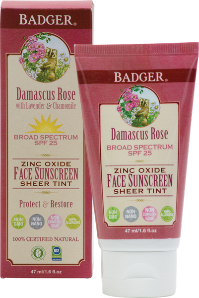 Badger Damacus Rose SPF 25 Face Sunscreen Sheer Tint