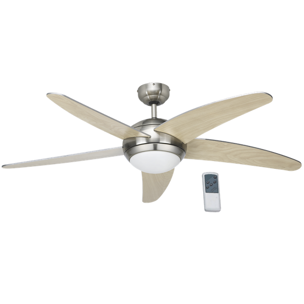 Satin Metal Ceiling Fan with Reversible Blades and Light - FCF007 Satin