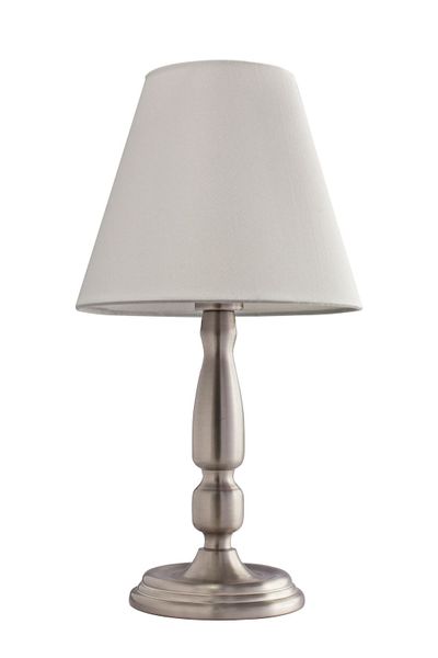 Bright Star Lighting - Satin Chrome Table Lamp With Cream Fabric Shade