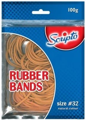 Scripto #32 Natural Colour Rubber Bands - 100g