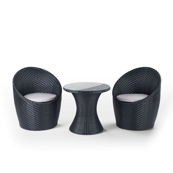 Cielo - Adena Aluminium Frame Patio Set of 3 - Black