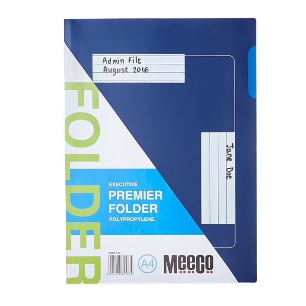 Meeco Executive Premier P.P Folder - Blue (10 Pack)
