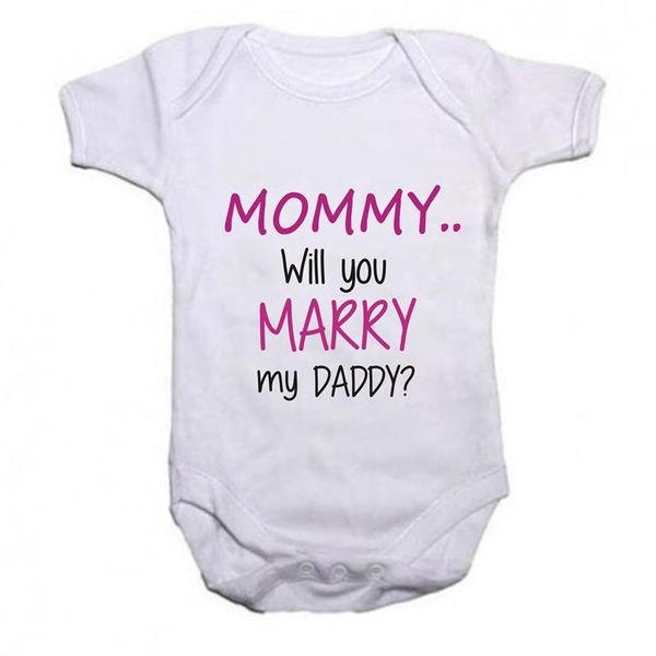 Noveltees ZA Girls Mommy Will You Marry My Daddy Baby Grow - Pink