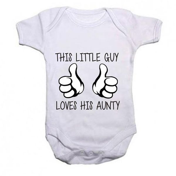 Noveltees ZA Boys This Little Guy Loves His Aunty Baby Grow