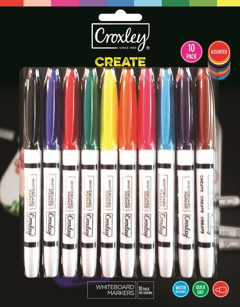 Croxley Create Fine Nib Whiteboard Markers - Blister of 10