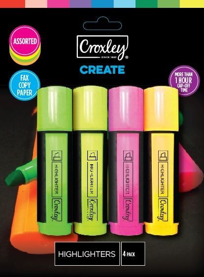 Croxley Create Highlighters - Wallet of 4