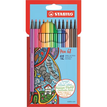 Stabilo Premium Felt Tip Pen 68 ARTY Wallet of 12