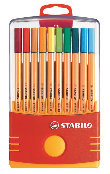 Stabilo Point 88 0.4mm Fibre Tip Pens ColorParade (Plastic Box of 20)