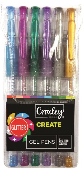 Croxley Create Glitter Gel Pens - Assorted (Blister of 6)