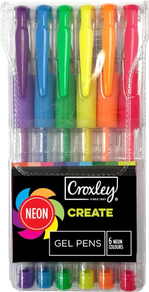 Croxley Create Neon Gel Pens - Assorted (Blister of 6)