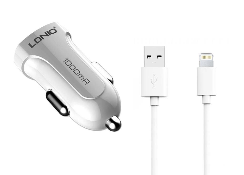 LDINO DLC17 2.1A USB Car Charger with Lightning Cable for Apple Cell