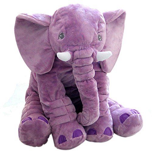 Plush Elephant Pillow - Purple