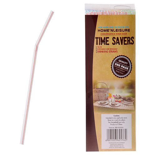 Flexible Drinking Straws 18cm Box 200 - 6 Pack