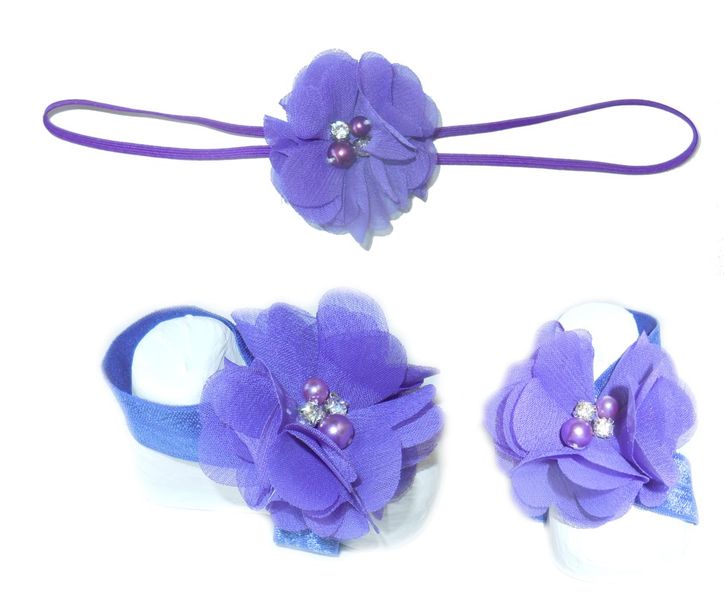 Thin Diamante Headband with Barefoot sandal - Lilac